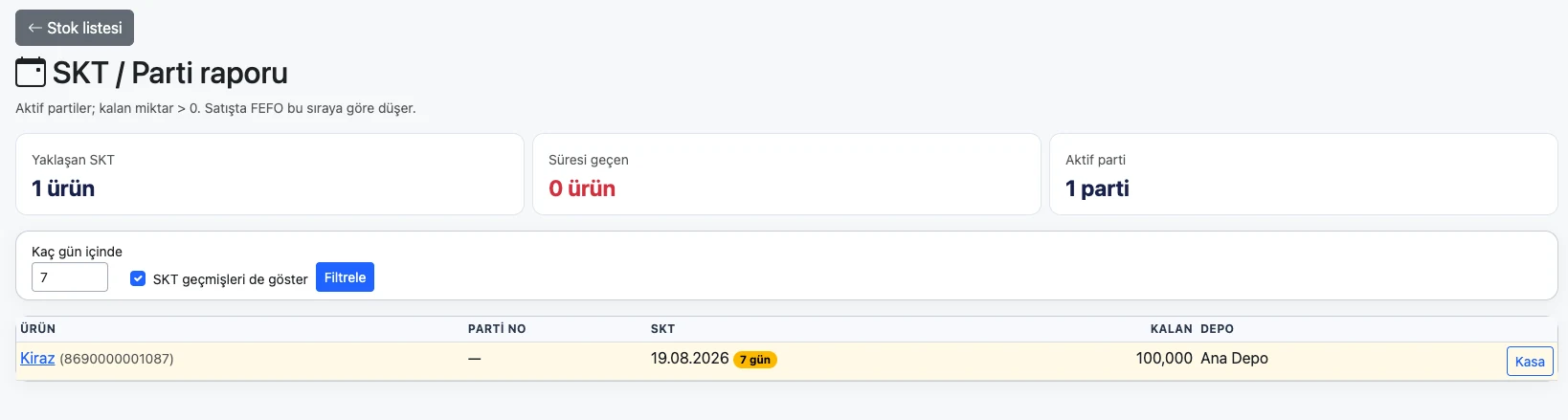 Son kullanma tarihi ve parti takibini kolaylaştırın.